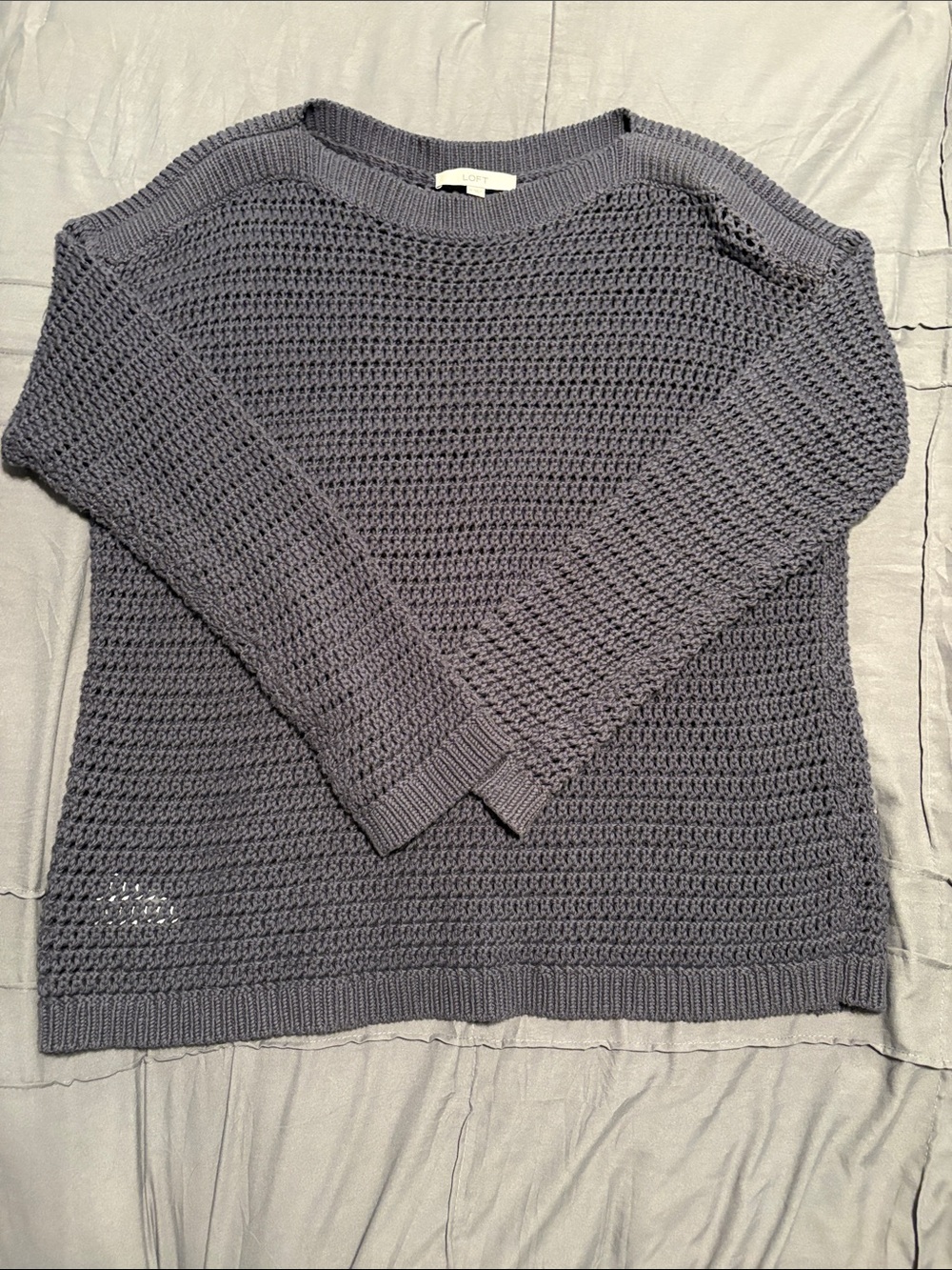 LOFT Dark Blue Open Weave Crewneck Sweater XL
